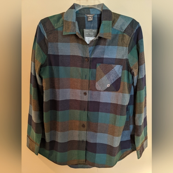 NWT Eddie Bauer Brushed Flannel Long Sleeve Button down - Picture 1 of 4